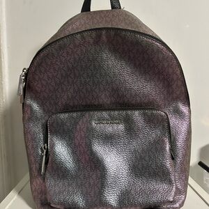 Michael Kors Men's Iridescent Purple Leather Logo Backpack